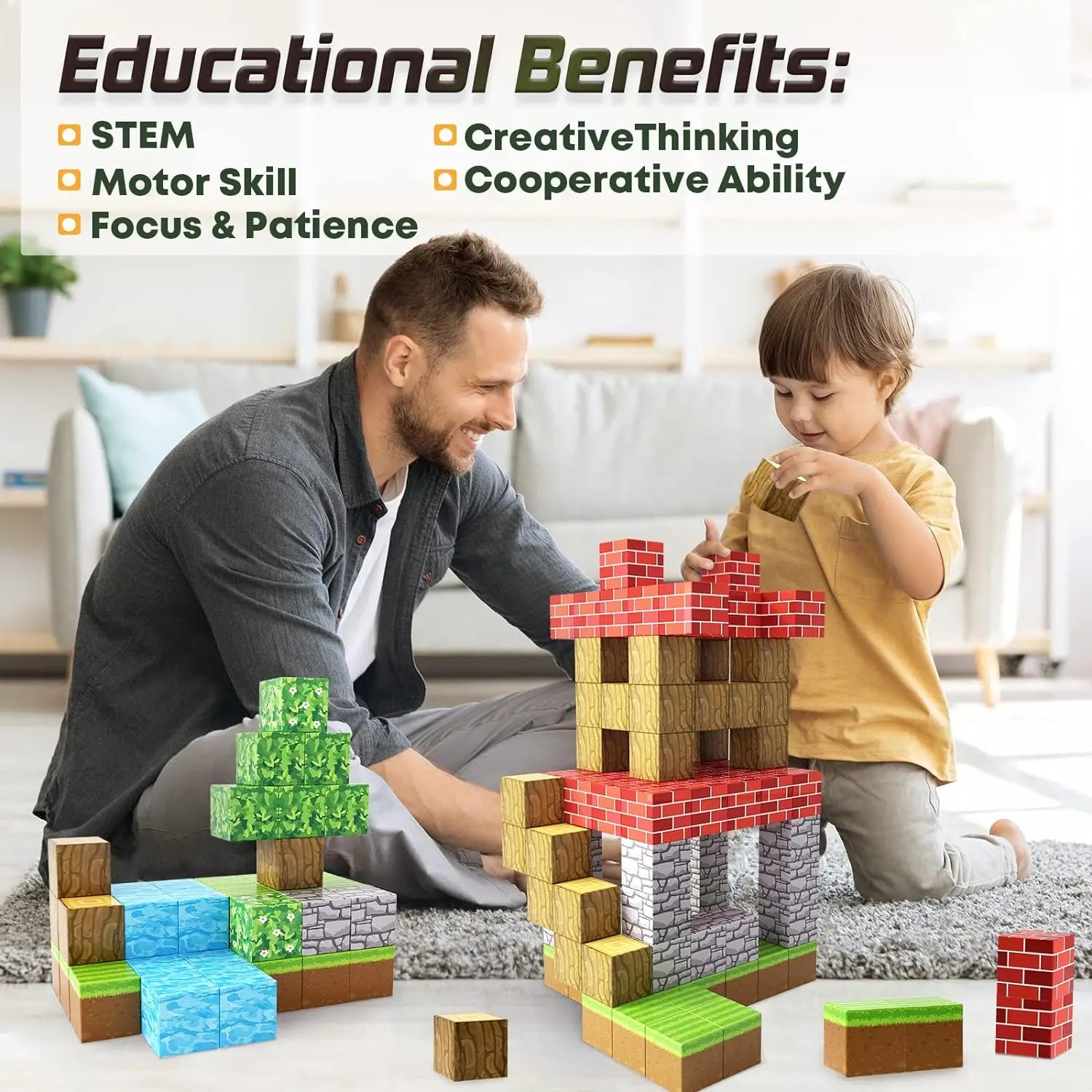 100PCS Magnetic Blocks Build World