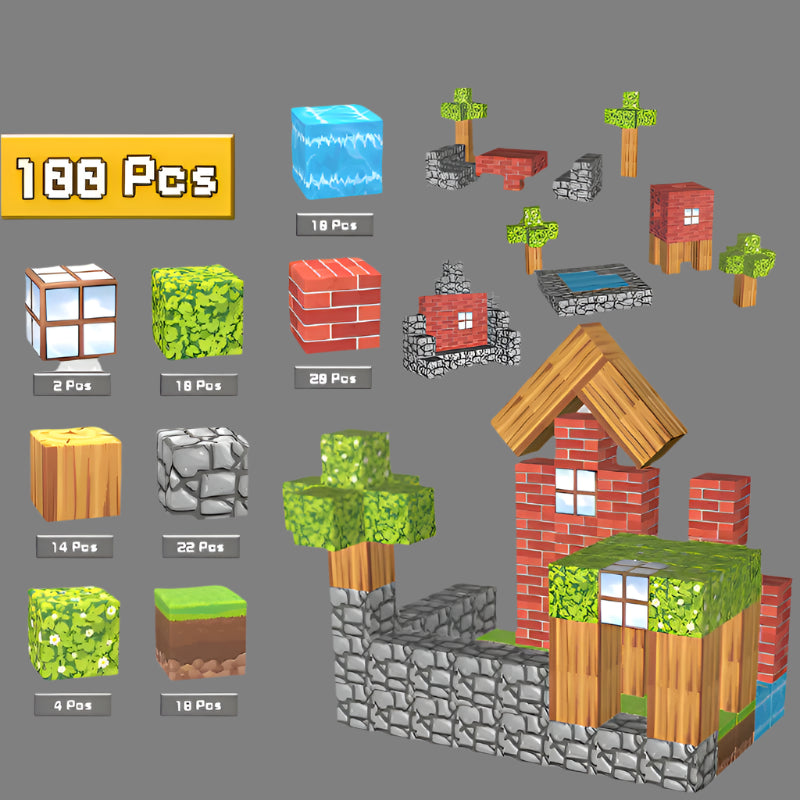 100PCS Magnetic Blocks Build World