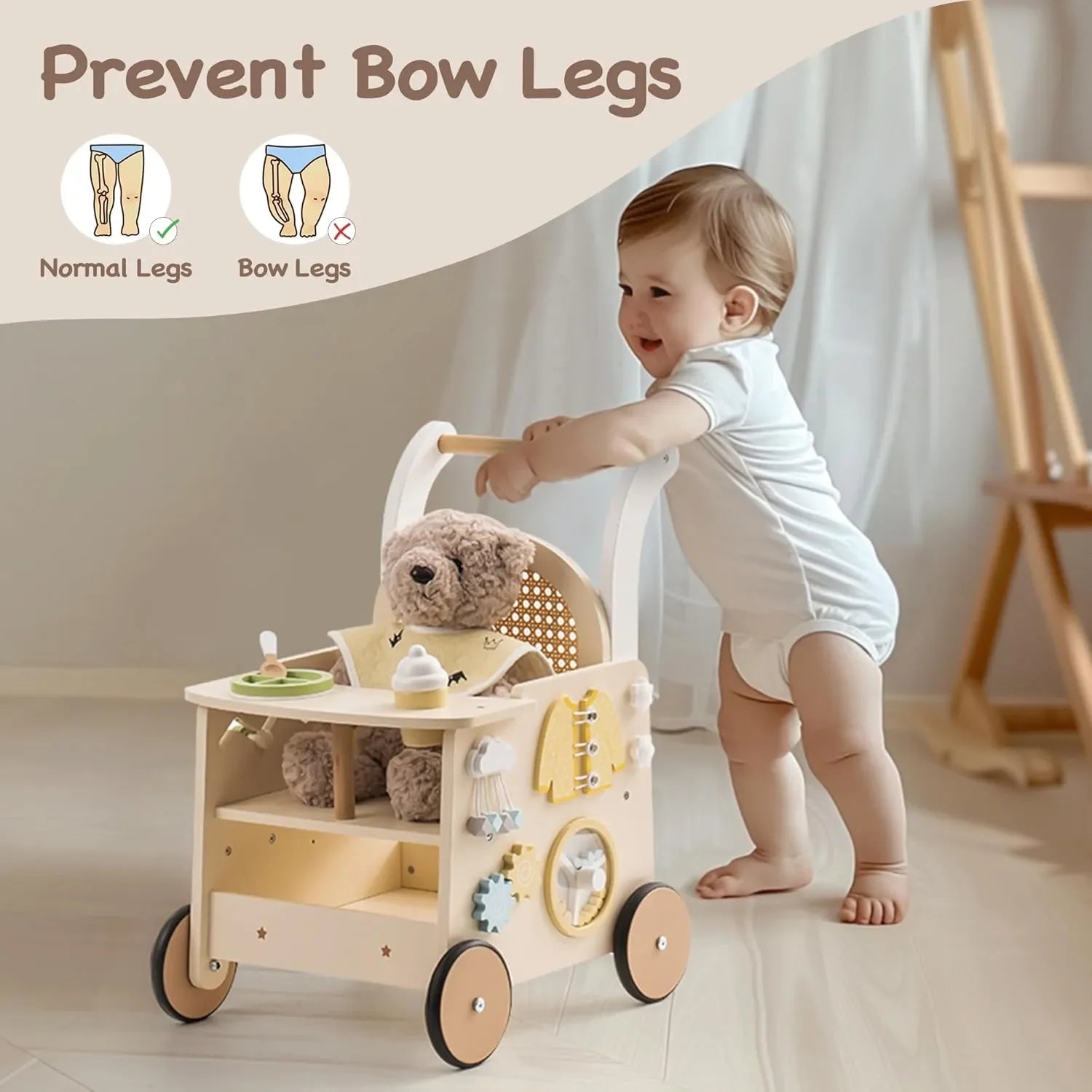 3-in-1 Wooden Baby Walker