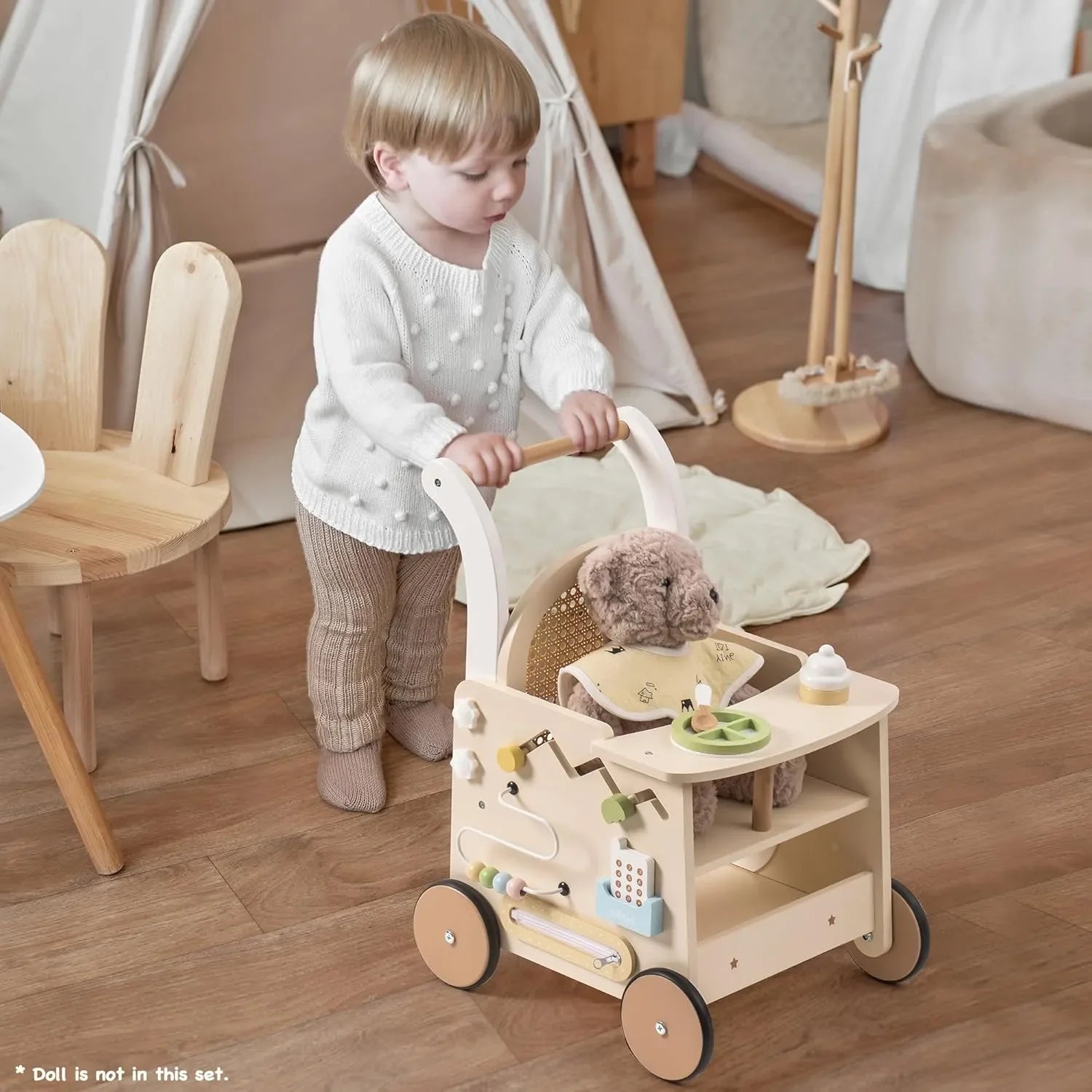 3-in-1 Wooden Baby Walker