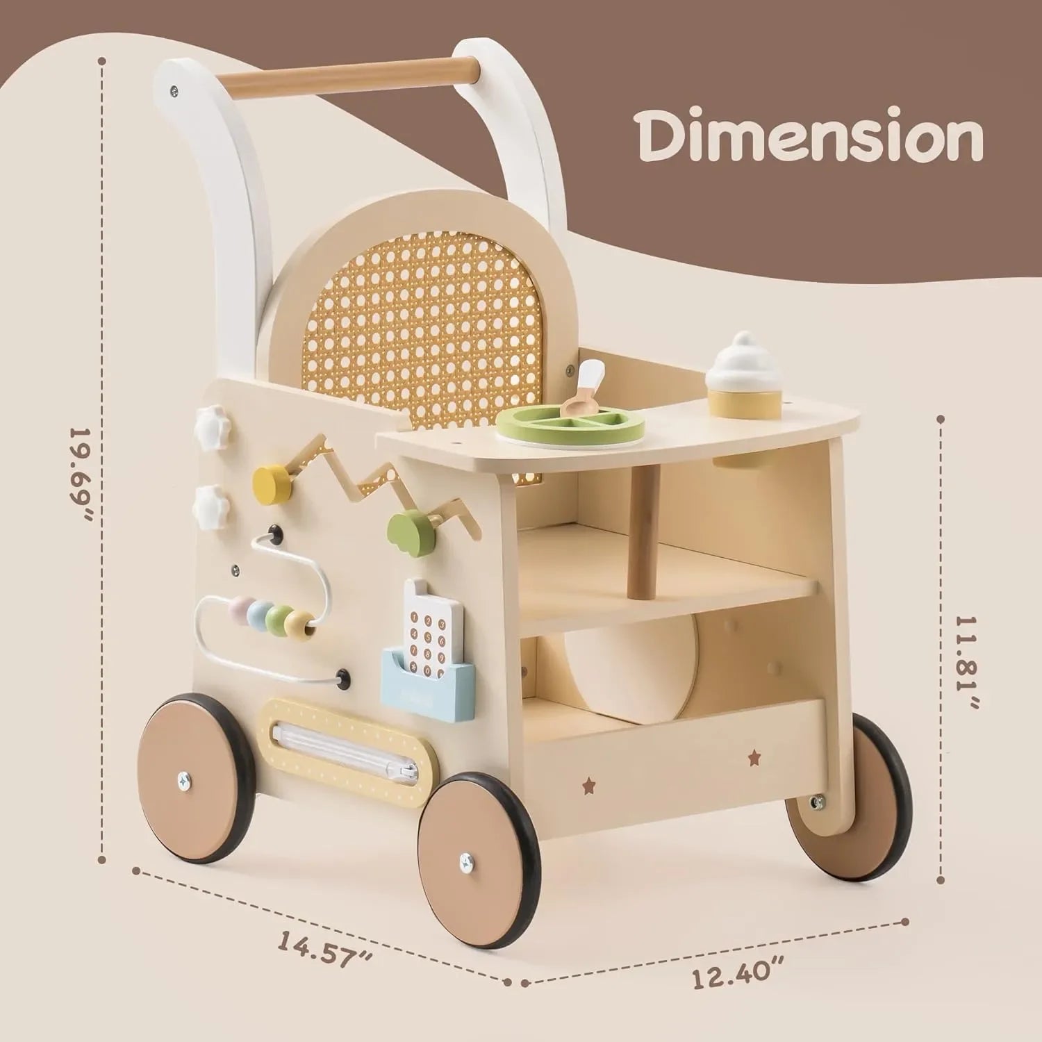 3-in-1 Wooden Baby Walker
